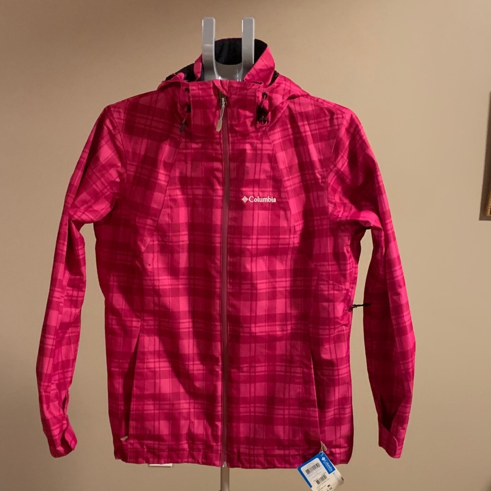Columbia Women's Whirlibird Interchange Jacket Deep Blush Plaid Pink Size Large